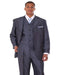Three Button Suit - Classic Fit Pleated Pants - Mens 3 Button Vested Shiny Sharkskin Narrow Pinstripe Navy Blue Suit