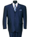 Three Button Suit - Classic Fit Pleated Pants - Mens Classic Fit 3 Button Shiny Sharkskin Navy Suit