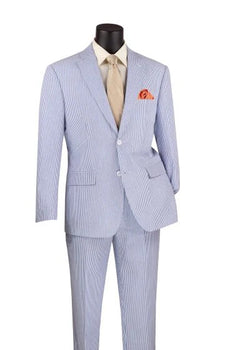 Mens Vinci 2 Piece Seersucker Black Notch Lapel Suit