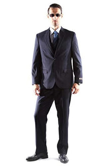 Men's Super 150's Poly/Viscose Navy 2-Piece Suit by Caravelli