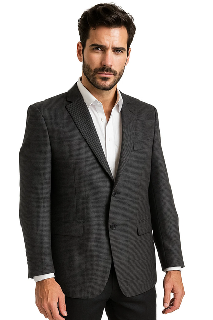 Cheap Priced Blazer Jacket For Men Online Designer Navy Tweed houndstooth checkered Sports Jacket Navy - PL-63961 Blue - Image 2