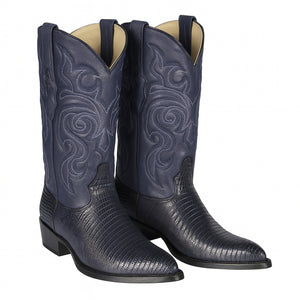 Lizard Cowboy Boots J-Toe Navy Blue