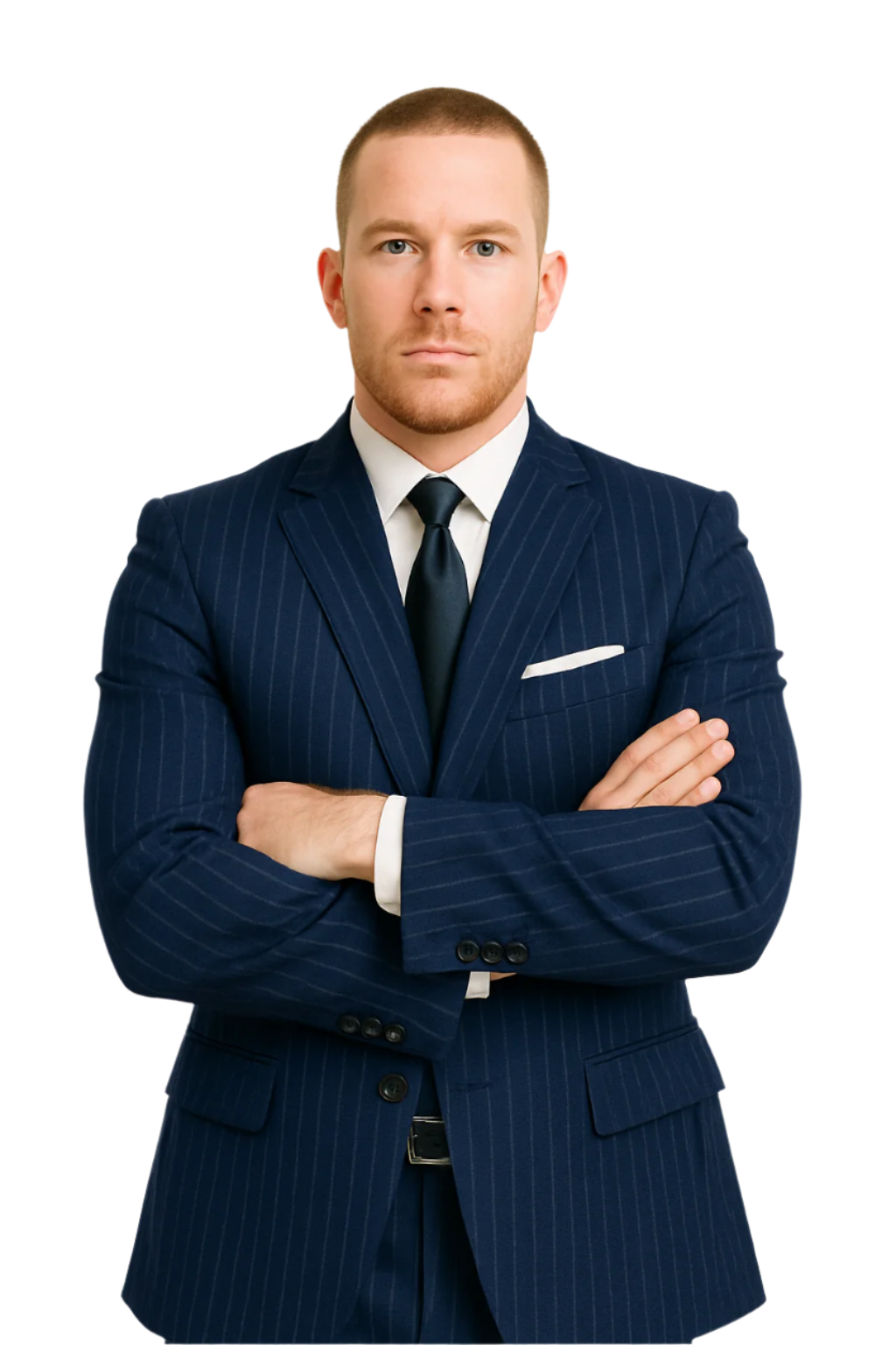 Dark Navy Wide Pinstripe 2 Button Men's Suit - Dark Blue Suit - Image 18