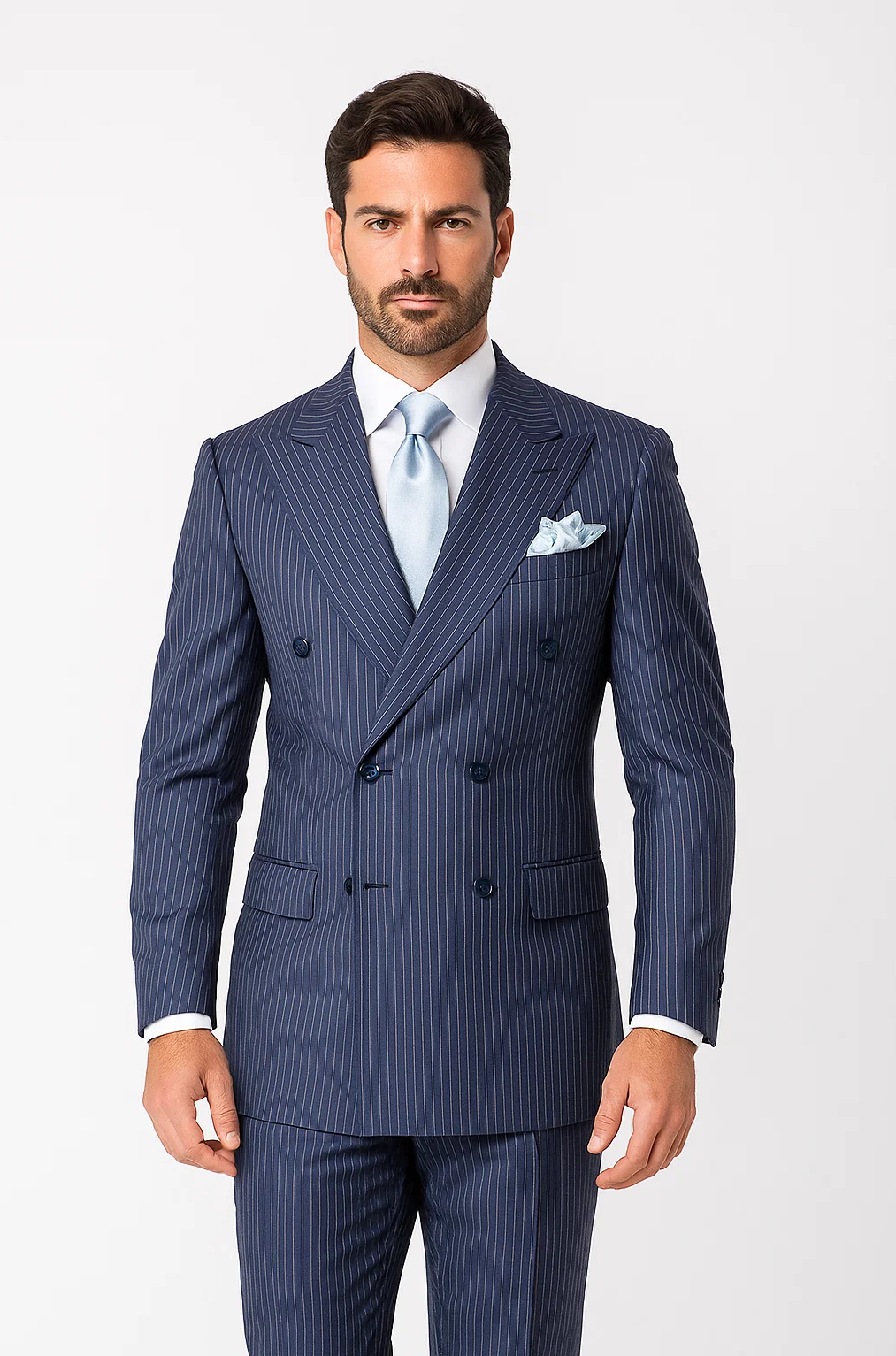 Navy with White Pinstripe