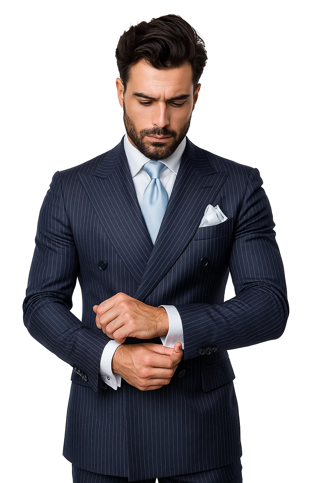 Navy with White Pinstripe