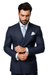 Suits With Baggy Pleated Pants - Wide Leg Pants 100% Wool - Classic Fit in Navy with White Pinstripe Color by Rossiman