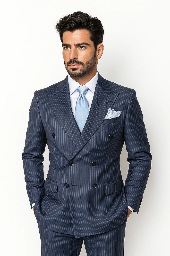 Navy with White Pinstripe