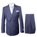 Suits With Baggy Pleated Pants - Wide Leg Pants 100% Wool - Classic Fit in Navy with White Pinstripe Color by Rossiman
