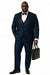 Men’s Light Navy Blue Satin Tuxedo with Black Shawl Lapel and Three-Piece Design in Spahire Blue Color