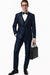 Men’s Light Navy Blue Satin Tuxedo with Black Shawl Lapel and Three-Piece Design in Spahire Blue Color