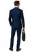 Men’s Light Navy Blue Satin Tuxedo with Black Shawl Lapel and Three-Piece Design in Spahire Blue Color