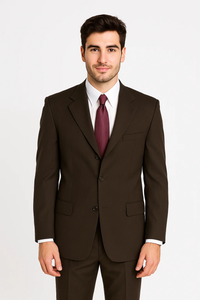 New Chocolate Dark Brown Discount Dress Available In 2 Or Three ~ 3 Buttons Style Regular Classic Cut Cheap Priced Business ~ Wedding 2 Piece Side Vented 2 Piece Cheap Business Suits Clearance Sale For Men For Men