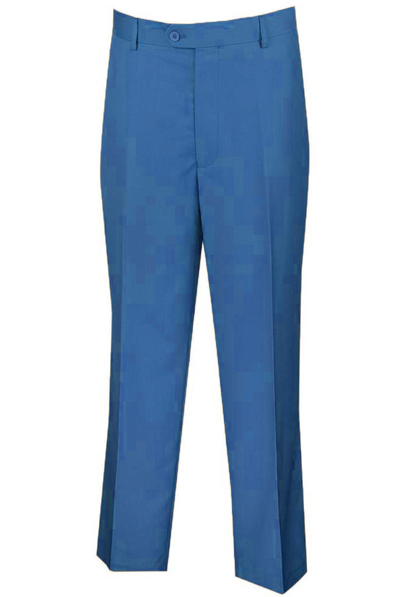 Modern Slacks Mens Modern Fit Flat Front Dress Slacks in Blue — MensUSA