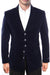 Men's Five Button Vintage Style Velvet Coat in Navy