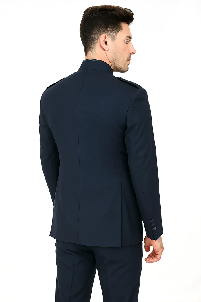  No Collar - Navy Blue Suit