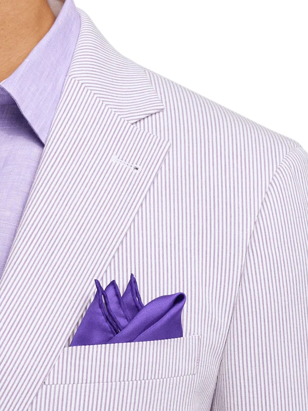 Mens Lavender Seersucker Suit Blazer + Pants Cotton Fabric - Summer Fabric in Purple color - Image 8