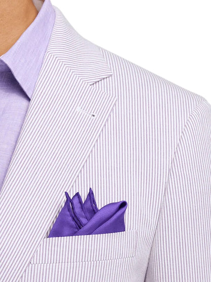 Mens Lavender Seersucker Suit Blazer + Pants Cotton Fabric - Summer Fabric in Purple color - Image 8