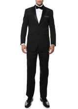 Men's Black Satin 2 Piece Polyester Fully Lined Tuxedo Suit