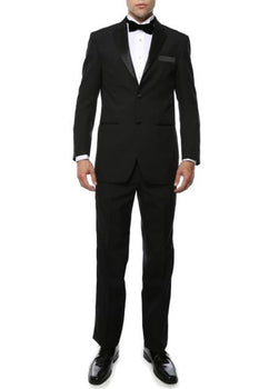 Men's Black Satin 2 Piece Polyester Fully Lined Tuxedo Suit