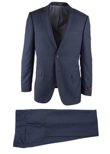 Tiglio Italian Suit - Real Wool Fabric Super 150's Novello Navy Blue , Modern Fit, Pure Wool Suit in Color Navy Blue