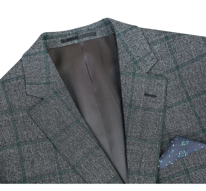 Saco vaquero - Western Sport Coat - Western Blazer - Mens Two Button Classic Fit Wool Sport Coat Blazer In Brown & Olive Gren Windowpane Plaid