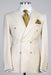 Off White - Ivory - Cream Color White Double Breasted Stylish Peaked Lapel Men Suits