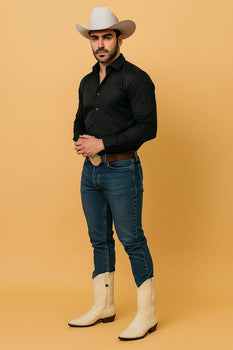 Cream ~ Ivory ~ Off White Ostrichs Leg Cowboy boots - Image 2