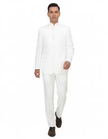 Off White sales Cream Ivory Mandarin Suits For Men