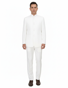 Off White sales Cream Ivory Mandarin Suits For Men