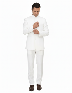 Off White sales Cream Ivory Mandarin Suits For Men