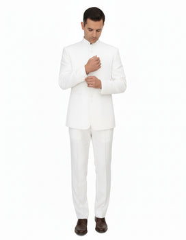 Off White sales Cream Ivory Mandarin Suits For Men