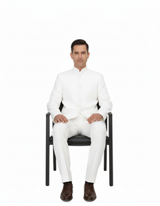 Off White sales Cream Ivory Mandarin Suits For Men