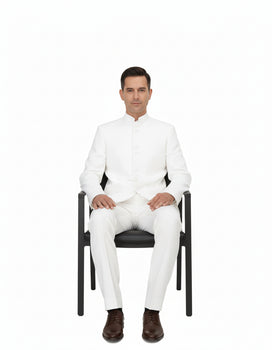 Off White sales Cream Ivory Mandarin Suits For Men