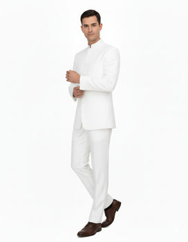 Off White sales Cream Ivory Mandarin Suits For Men