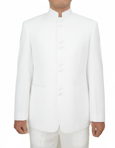 Off White sales Cream Ivory Mandarin Suits For Men9