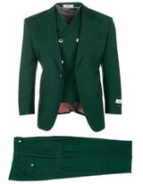Olive Green ~ Hunter Green Suit Pleated Classic Fit Athletic Fit Cut Wool Fabric Plus Size Men'S Suits For Big Guys