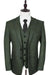 Olive Peaky Green 3 Piece Tweed Men'S Suits
