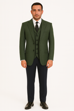 Olive Peaky Green 3 Piece Tweed Men'S Suit