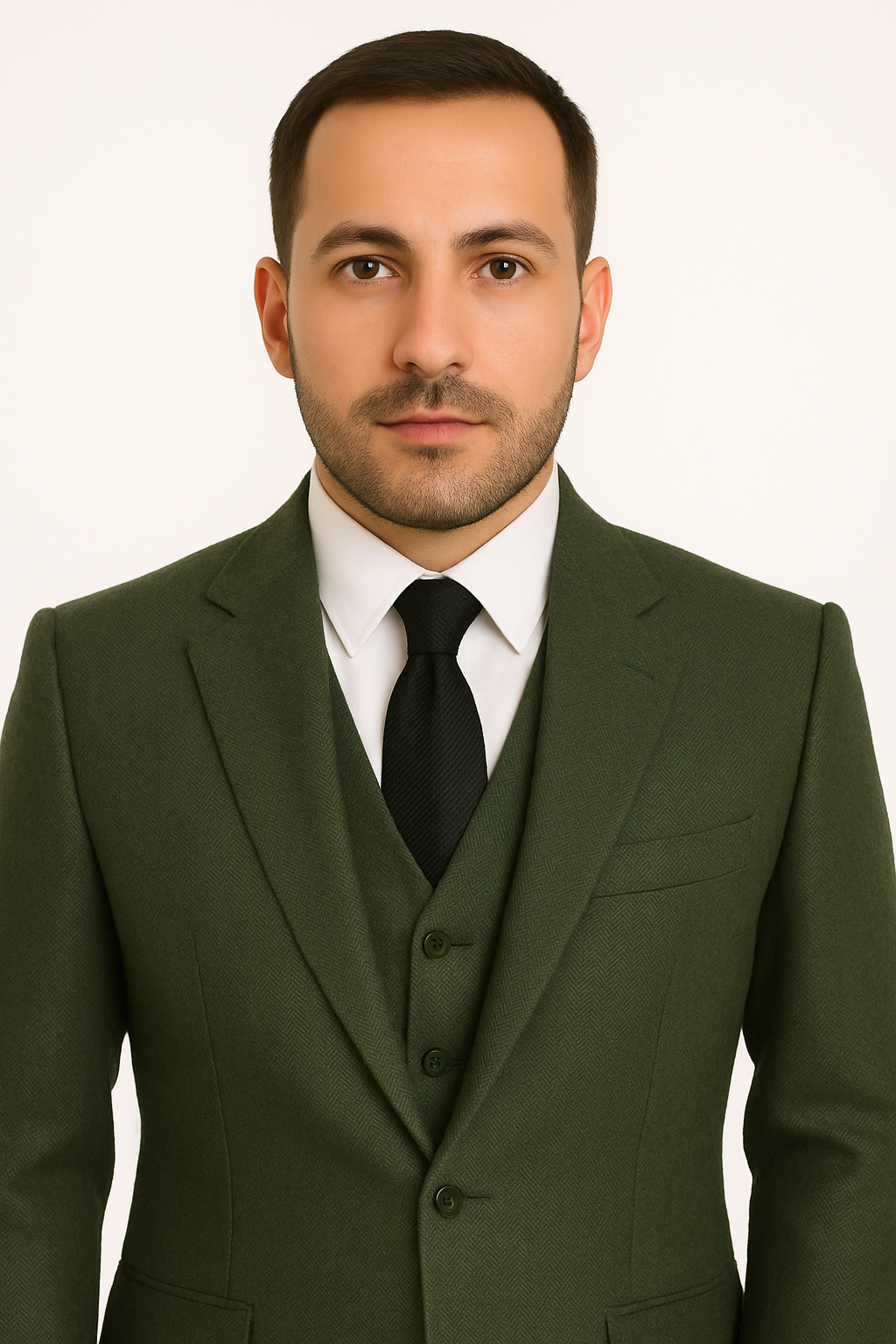 Olive Peaky Green 3 Piece Tweed Men'S Suit