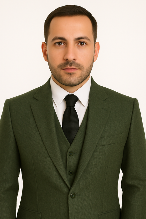 Olive Peaky Green 3 Piece Tweed Men'S Suit