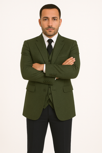 Olive Peaky Green 3 Piece Tweed Men'S Suit