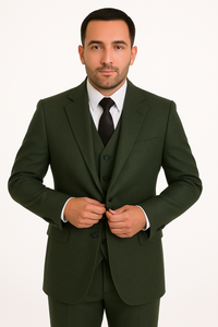 Olive Peaky Green 3 Piece Tweed Men'S Suit