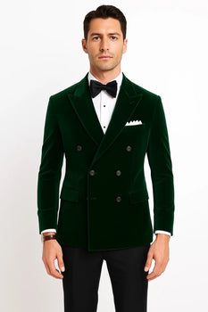 Olive Double Breasted Velvet Blazer 