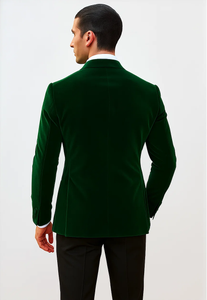 Olive Double Breasted Velvet Blazer 