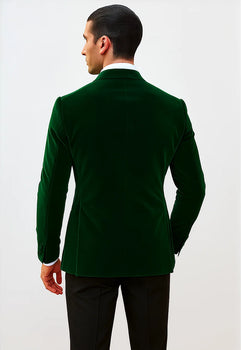 Olive Double Breasted Velvet Blazer 