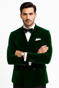 Olive Double Breasted Velvet Blazer 