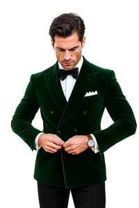 Olive Double Breasted Velvet Blazer 