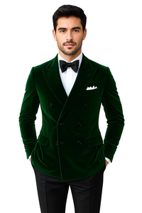 Olive Double Breasted Velvet Blazer 