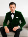 Olive Double Breasted Velvet Blazer - Velvet Sport Coat