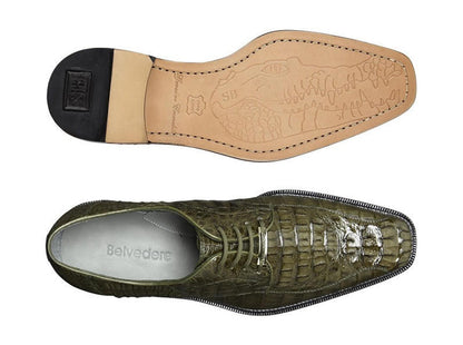 Belvedere Olive Gator Shoes Hornback Oxford Chapo - Image 2